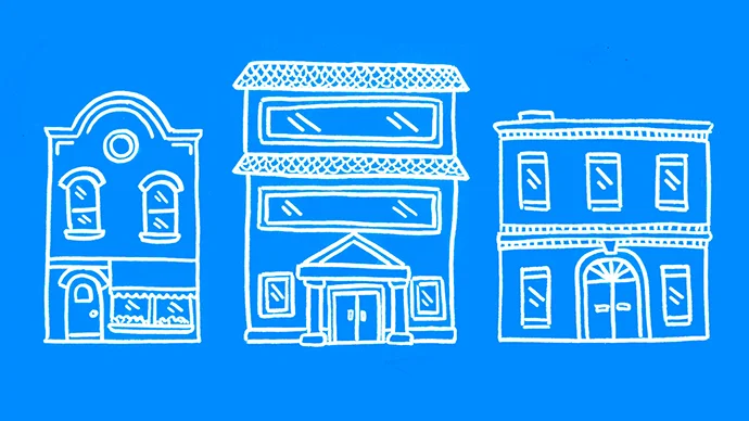 Drawing of business storefronts