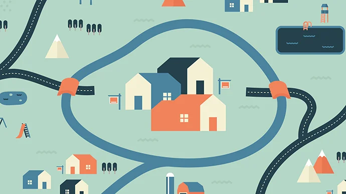 Drawing of a neighborhood of homes